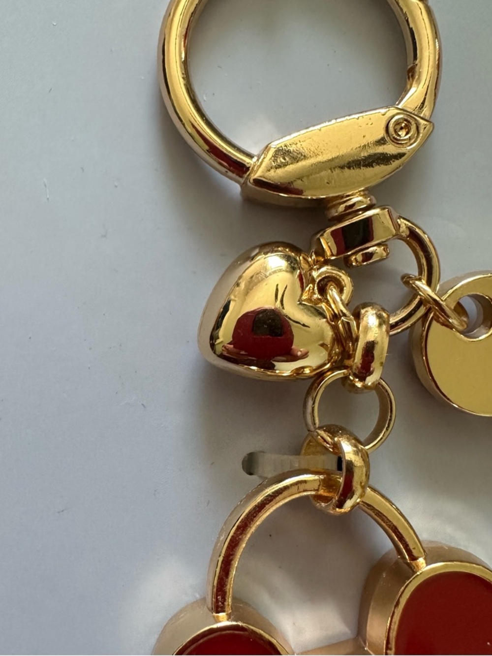 Studio Red Enamel Heart Lock Keychain with Gold Accents - Picture 3 of 6